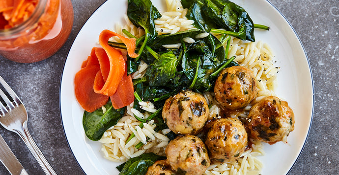 Sweet and sour "pork and carrot" meatballs